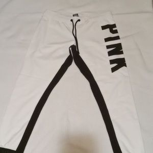 PINK VICTORIA SECRET GYM PANTS, SIZE:L ,BLACK & WHITE